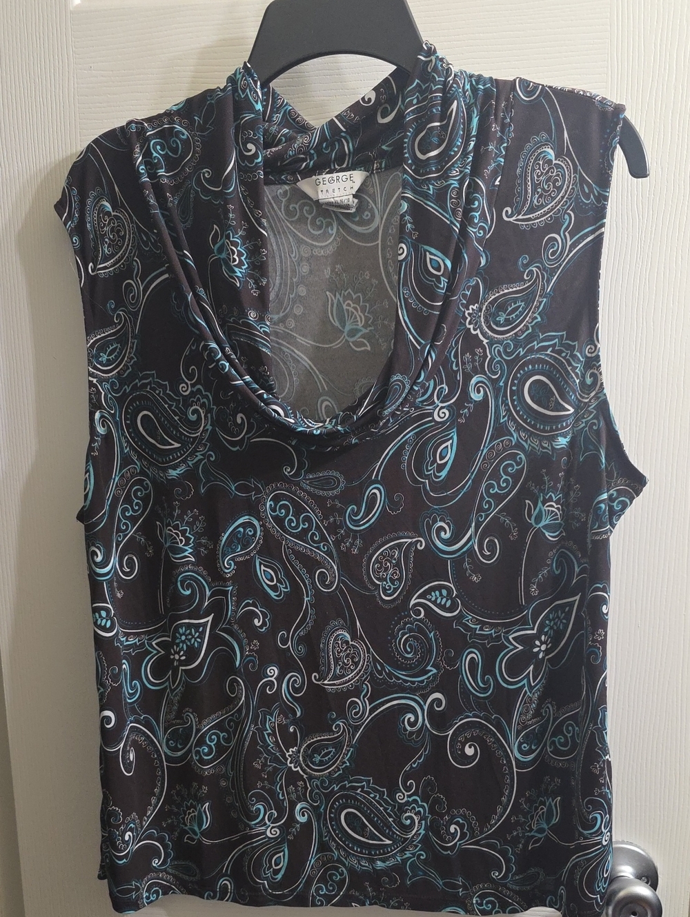 George Brown Paisley Cowl Neck Camisole with Teal and White Accents Size XL